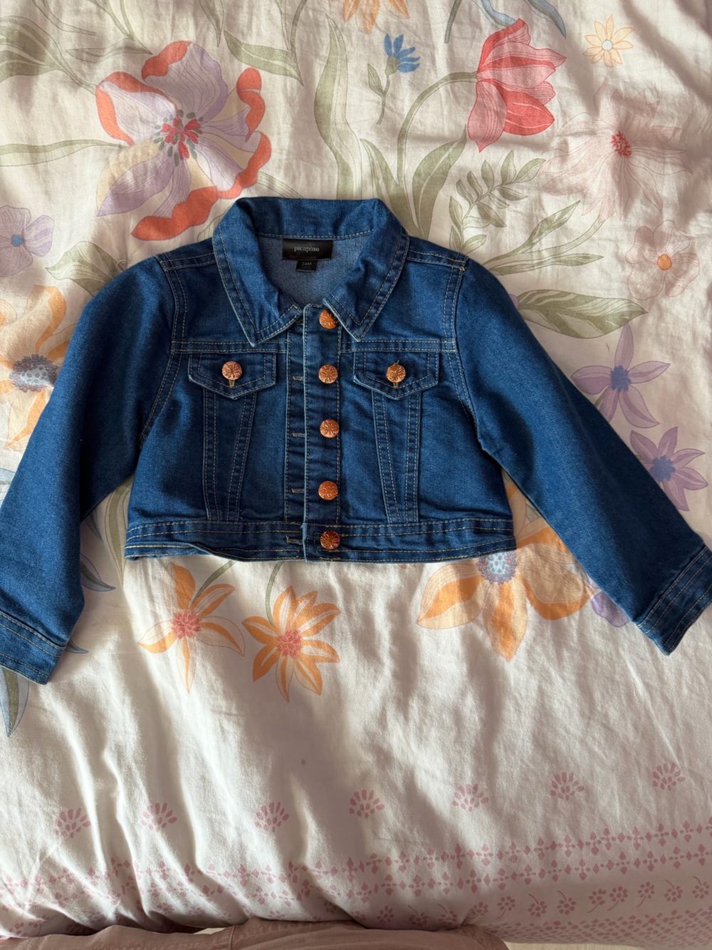 Children's Dark Blue Denim Jacket with Button Front
